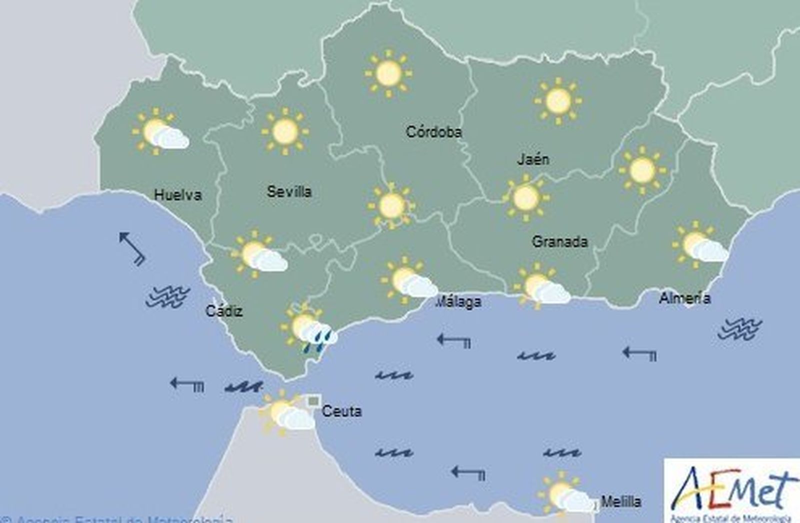 Previsión de Aemet para este jueves.
