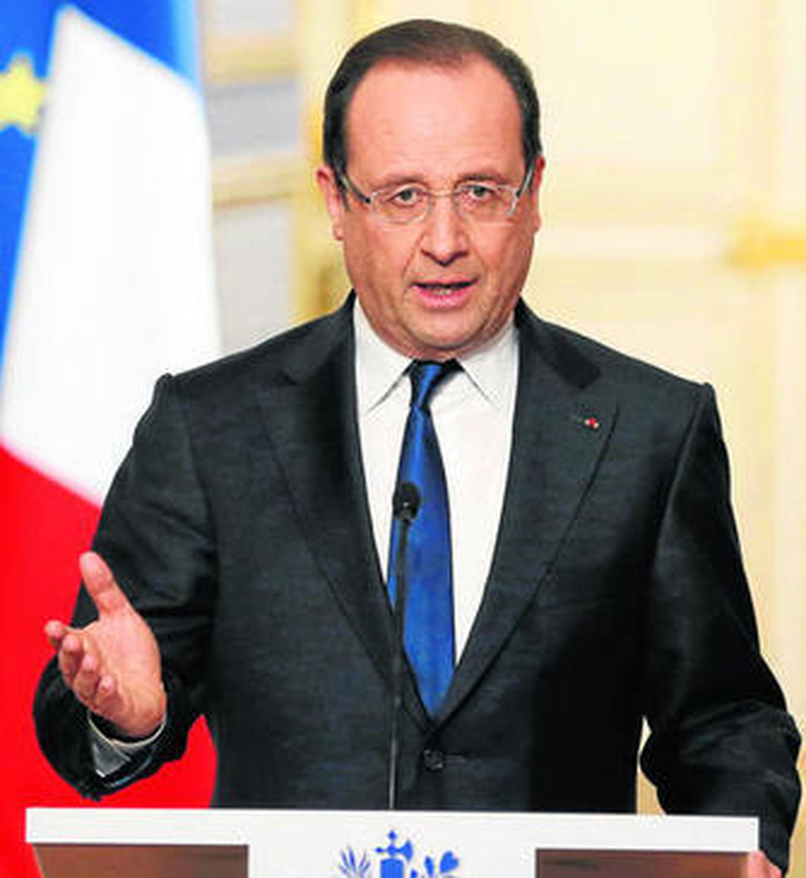 El presidente de Francia, François Hollande, ofrece una rueda de prensa en el Palacio del Elíseo en París.