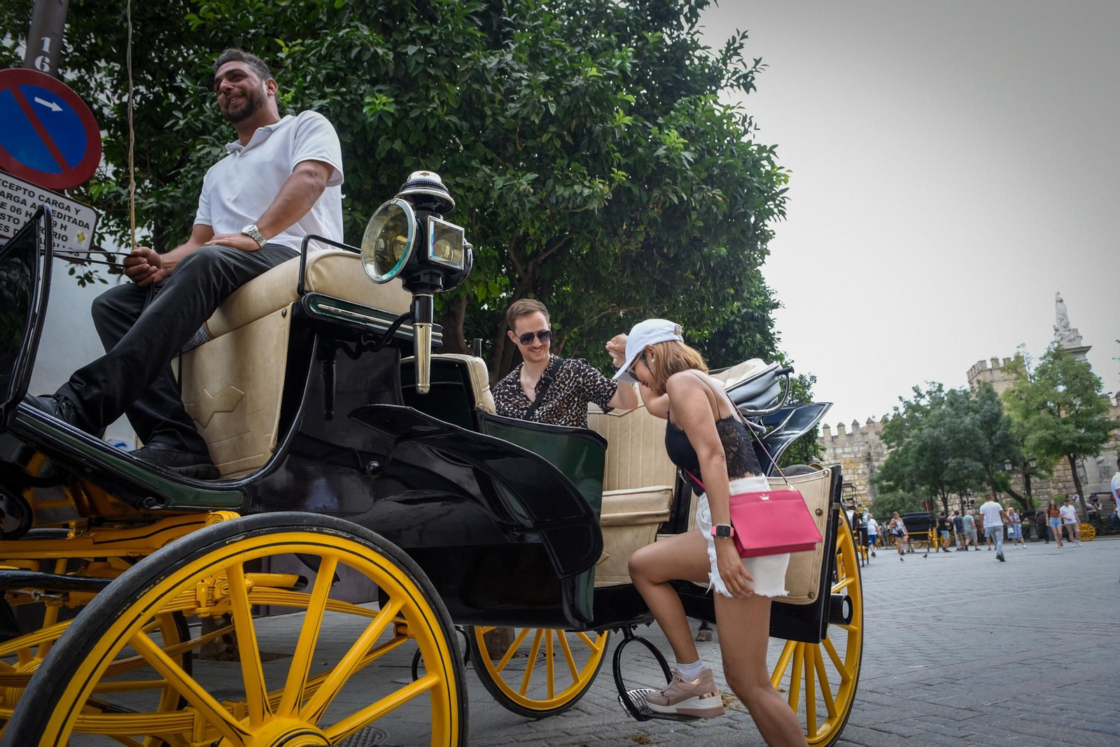 El turista nacional es el principal cliente de los cocheros del servicio público de Sevilla.