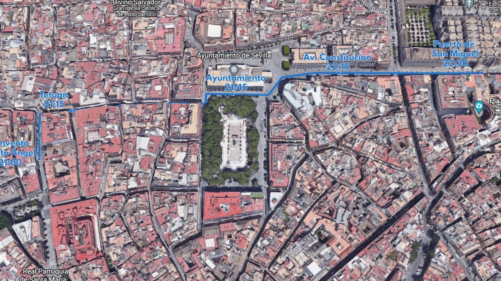 Mapa con el recorrido del bando anunciador