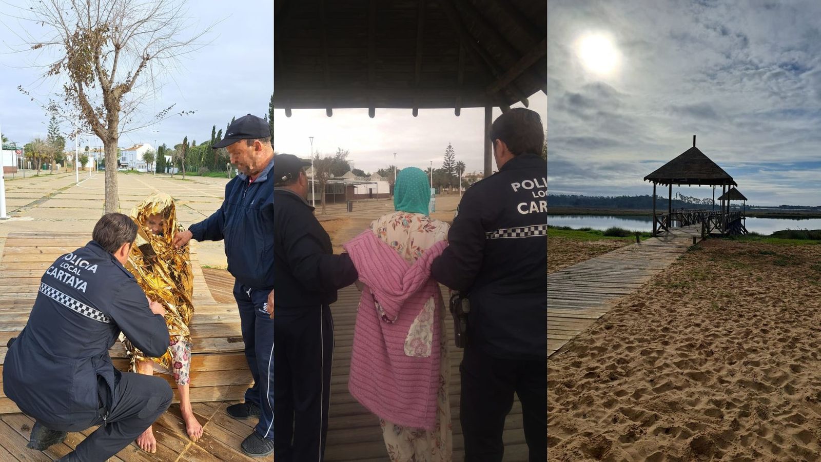 La Policía salva la vida a una mujer que había caído al agua en el Paraje Natural de La Ribera en Huelva