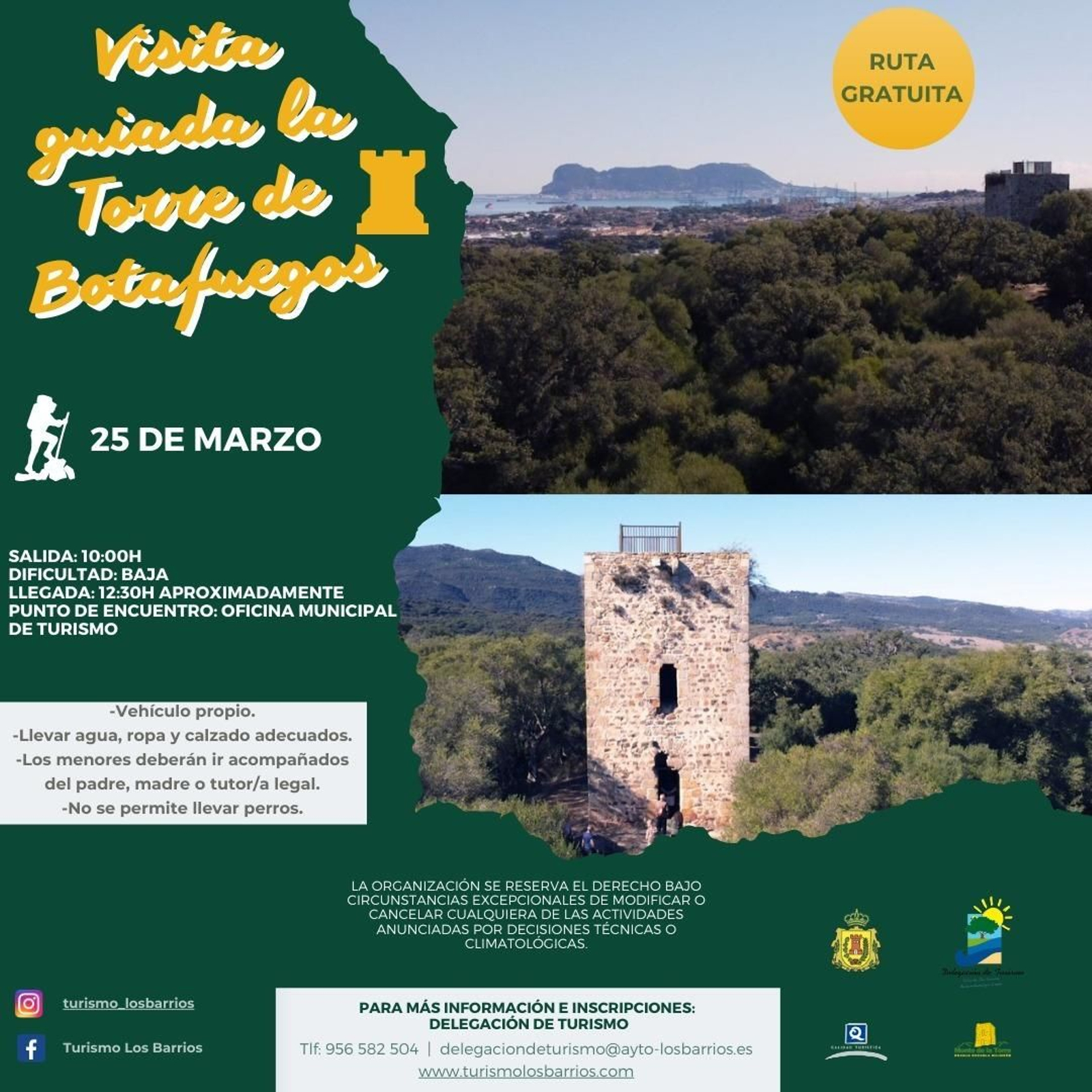 Cartel de la visita guiada a la Torre de Botafuegos.