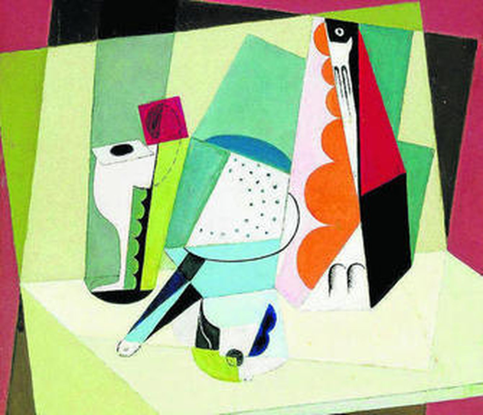 Pensar la pintura. Arriba, un cuadro de María Blanchard, 'Nature morte cubiste'. A la derecha y abajo, dos obras de Juan Gris, 'Vaso, diario y botella de vino' y 'La cantante'.