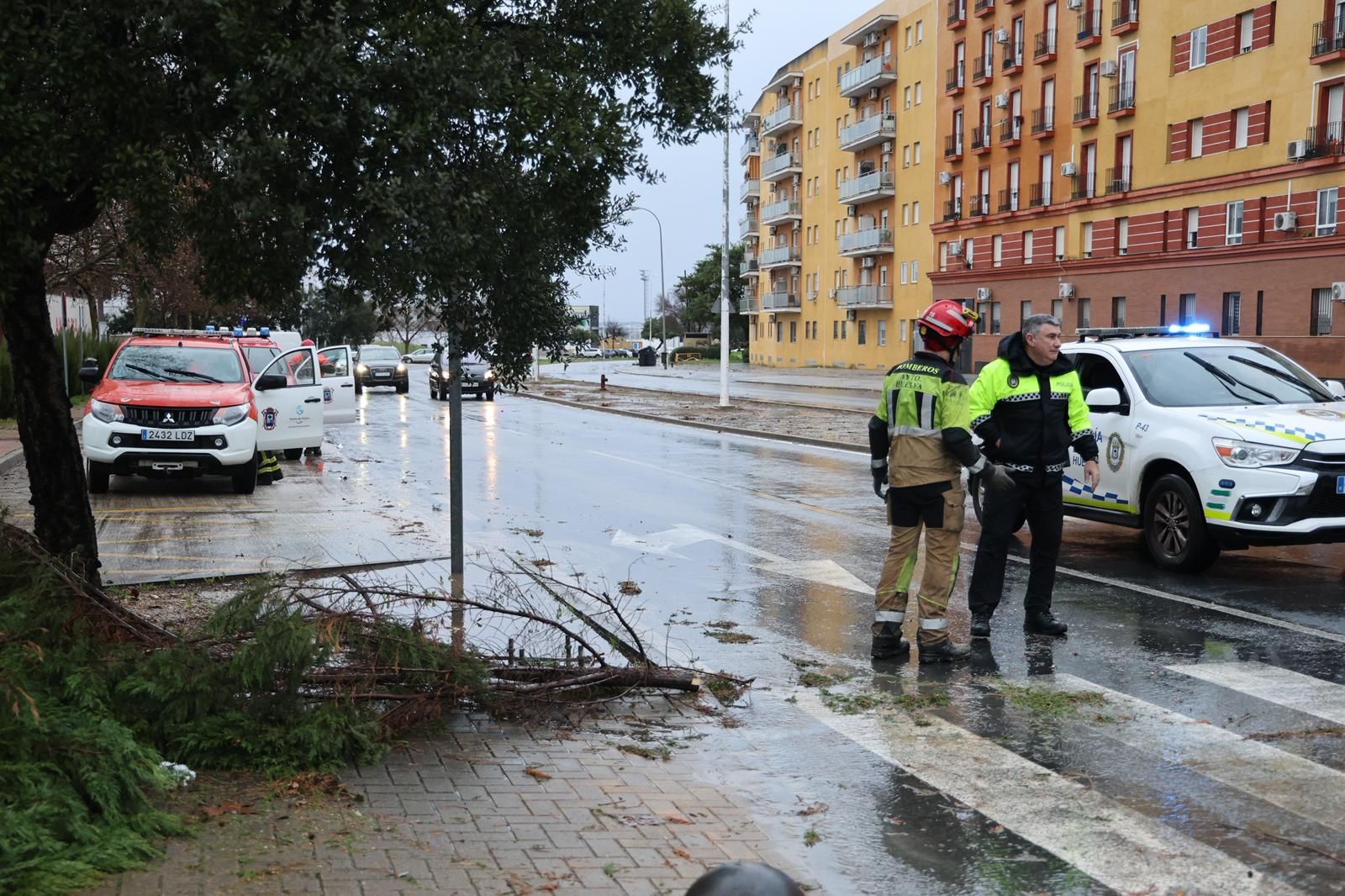 Fotografías de los destrozos de la borrasca Kristin en Huelva este miércoles