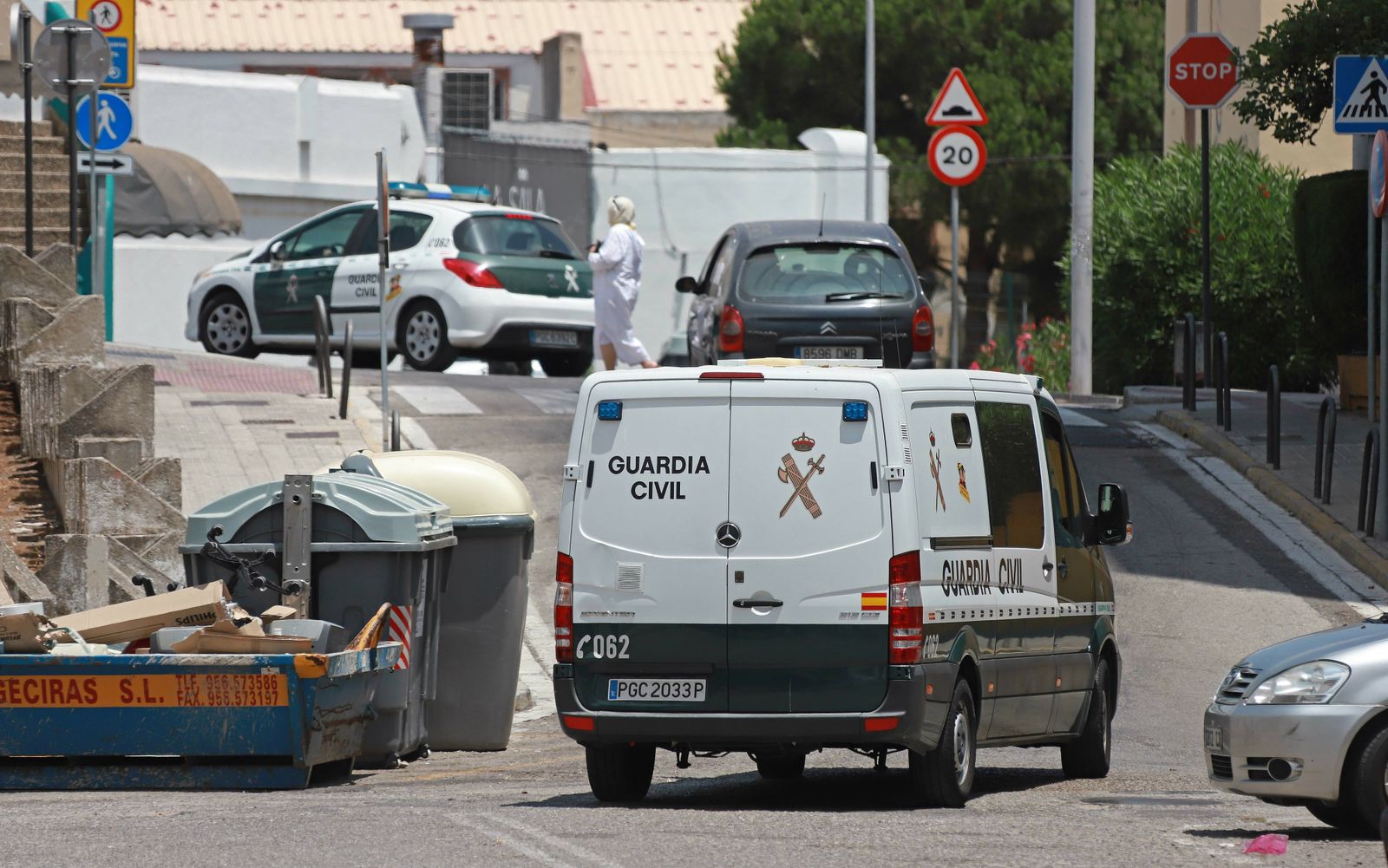 Un furgón de la Guardia Civil, el 4 de julio de 2019, día de la detención de Joaquín F.