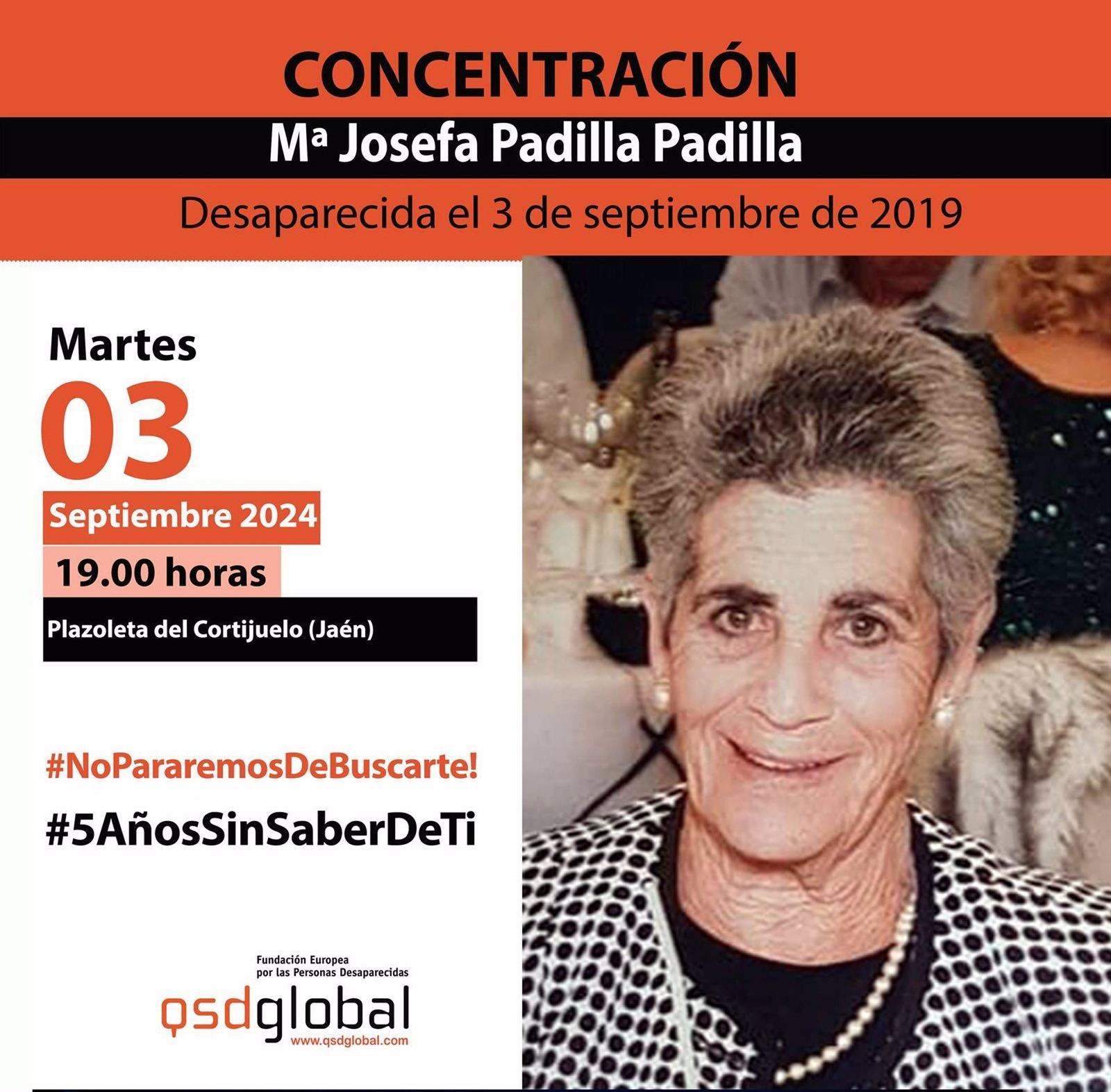 Josefa Padilla, mujer desaparecida hace cinco años. Josefa Padilla, mujer desaparecida hace cinco años.