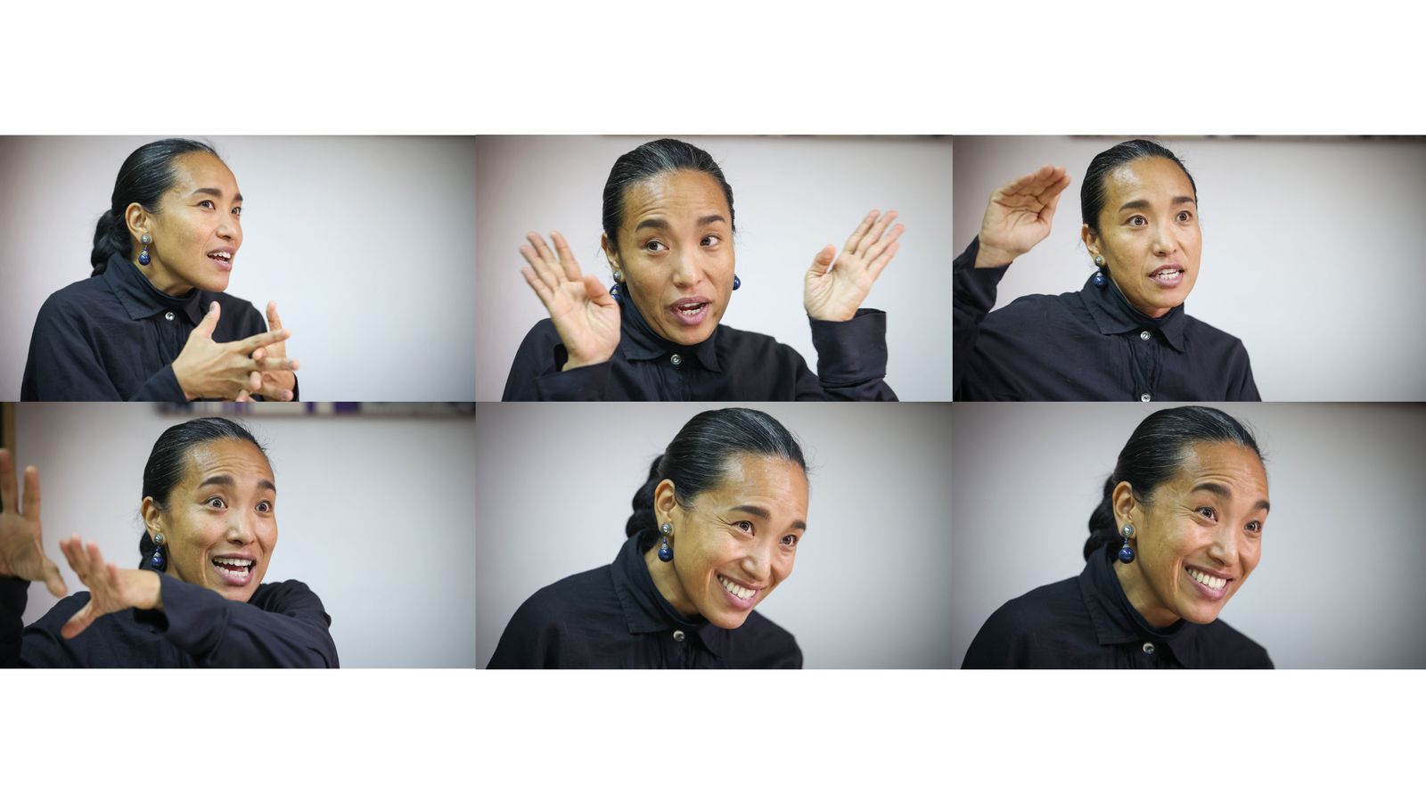 Imágenes de Ai Futaki, durante la entrevista.