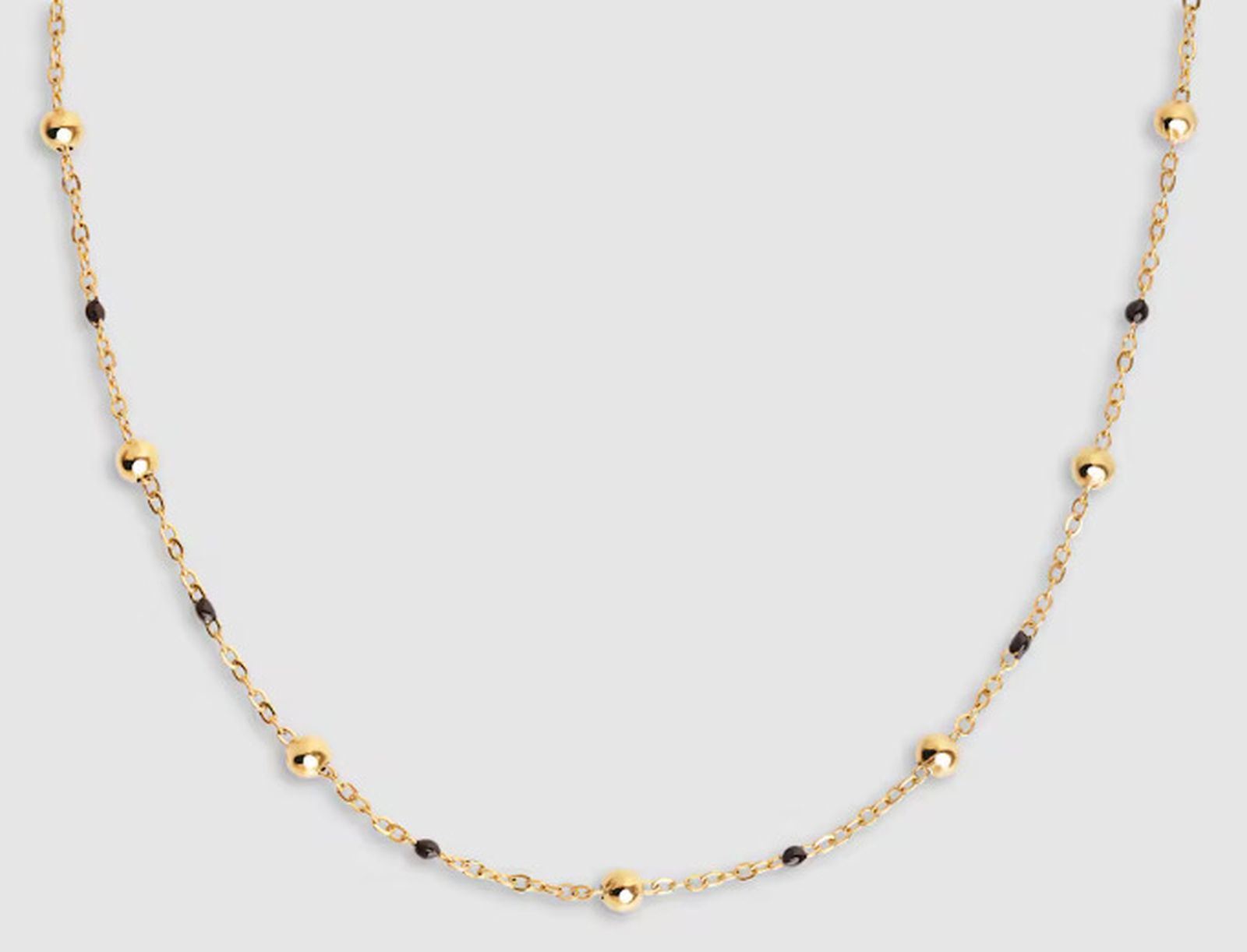 Collar Dots L Black Enamel de acero bañado en oro Singularu