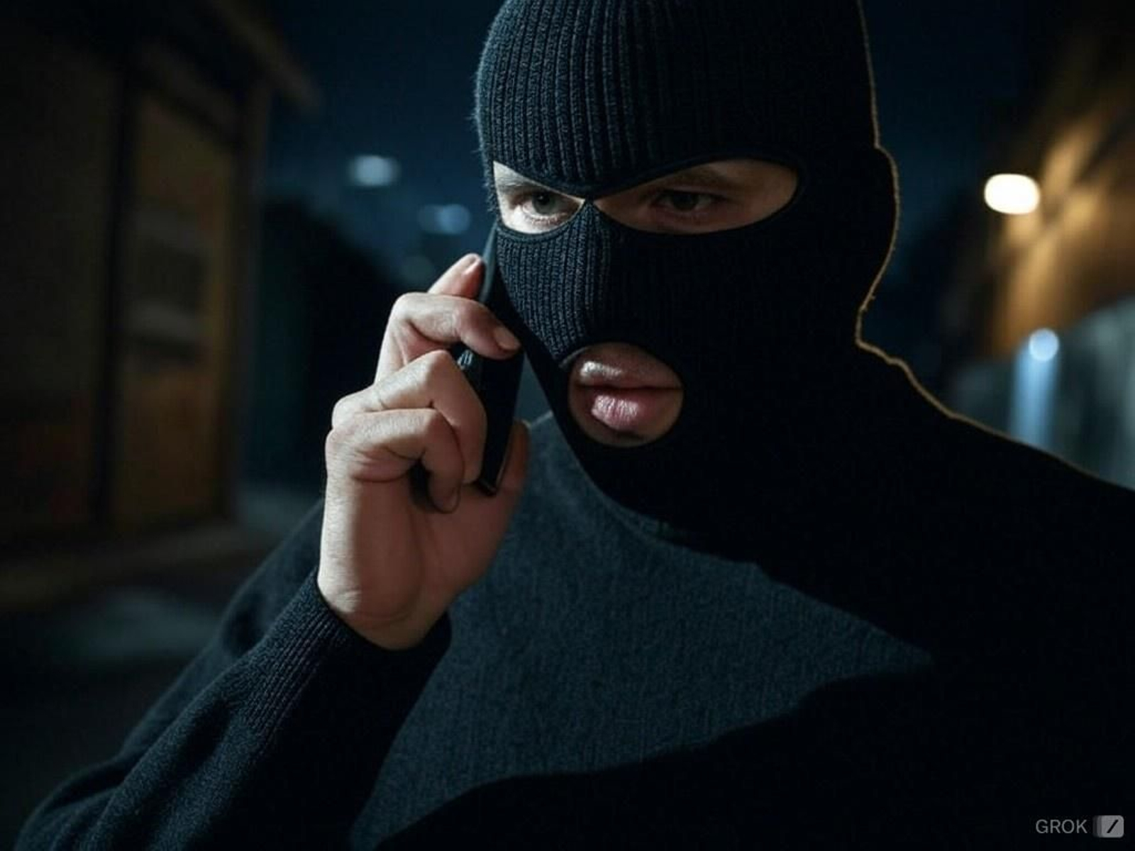 Recreación de un caco llamando por teléfono