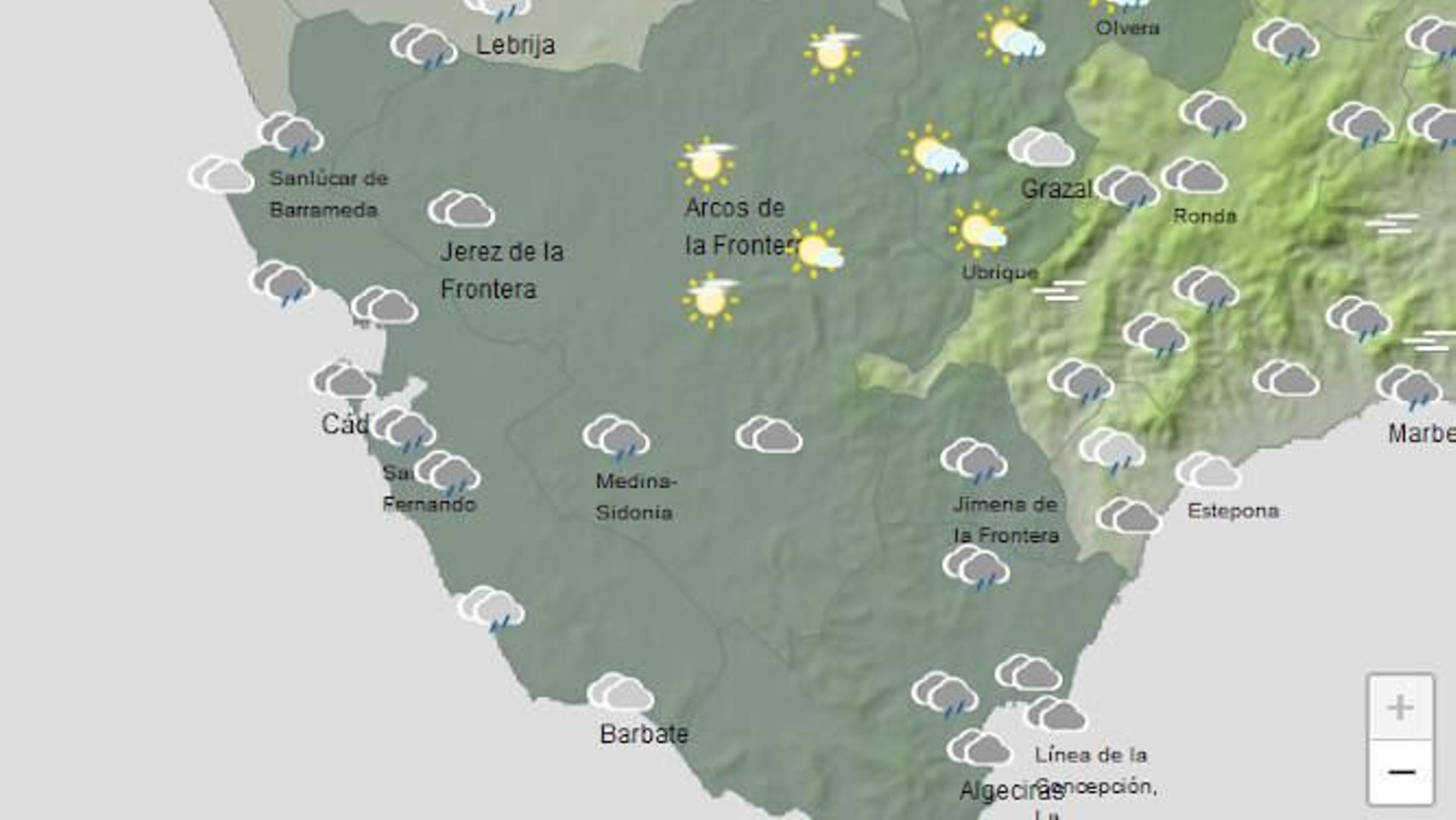 Los cielos estarán cubiertos la mayor parte del día.