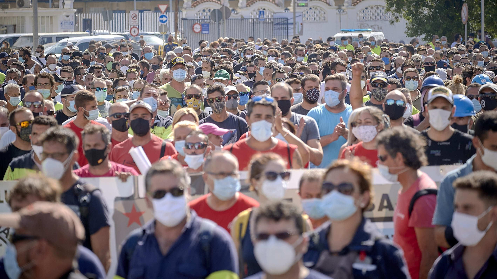 Manifestación de trabajadores de Navantia Puerto Real en Cádiz.