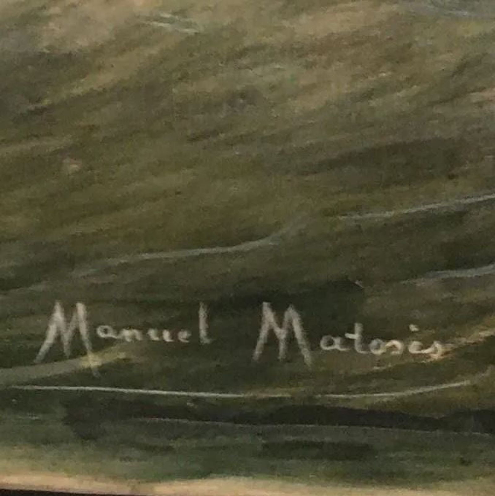 Firma de Manuel Matoses en el cuadro 'Evasión del buque prisión Castilla Vieja'.