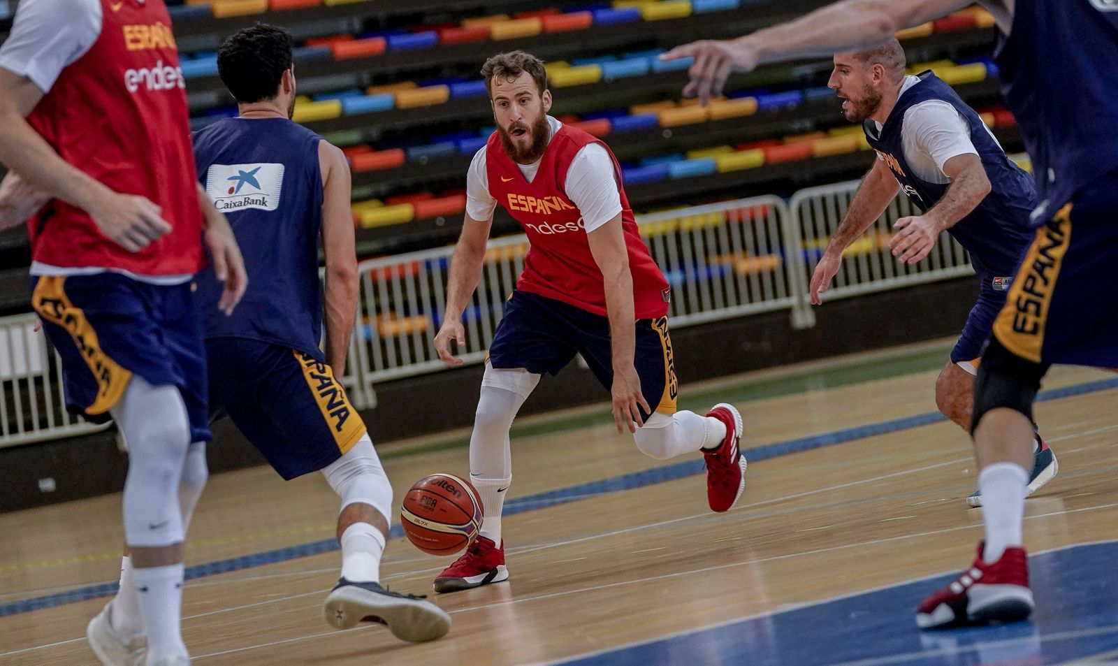 Sergio Rodríguez, durante el último entrenamiento de la selección española.