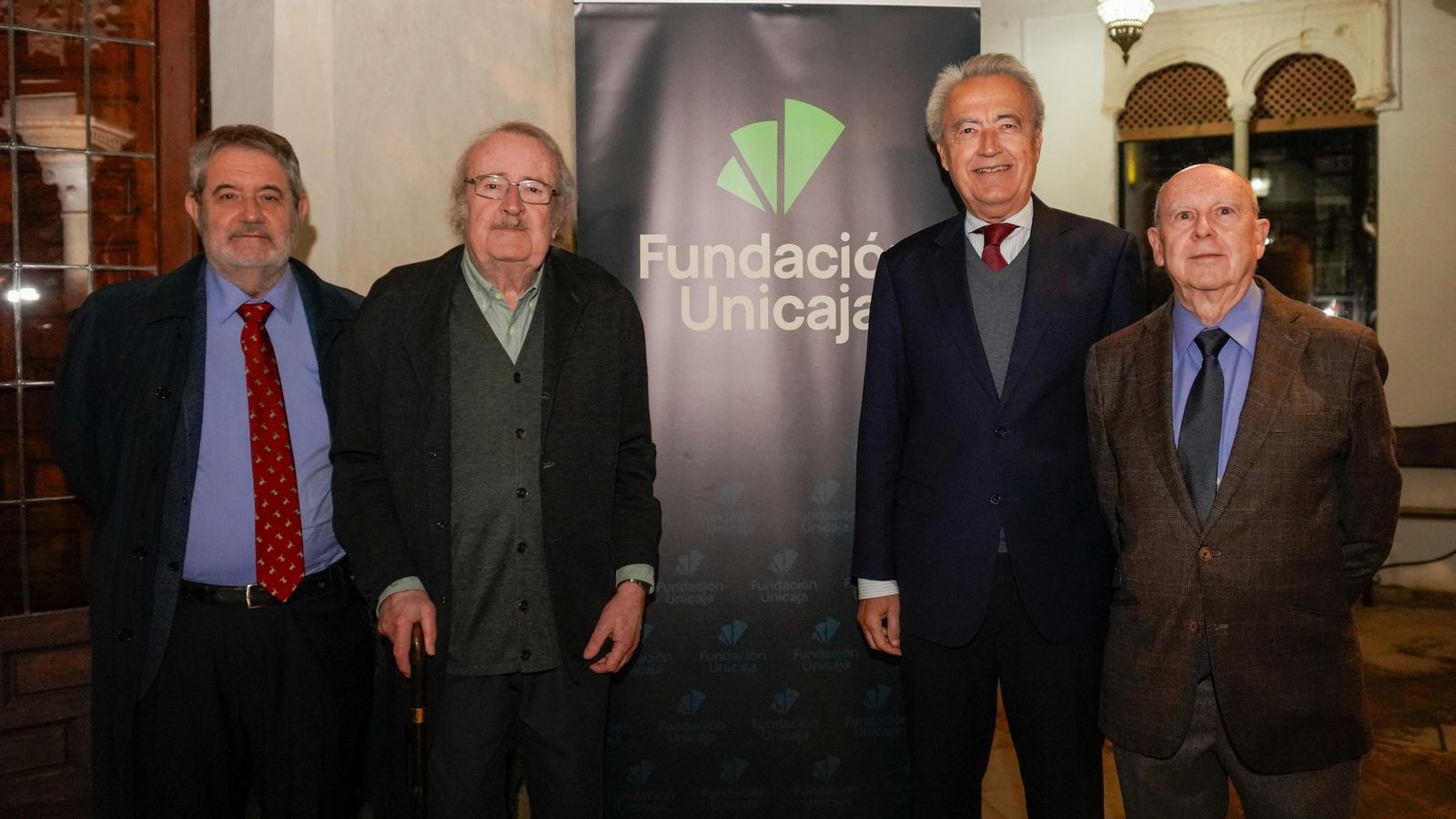 Pablo Emilio Pérez-Mallaína, Ramón María Serrera, Pablo Gutiérrez-Alviz, director de la Real Academia Sevillana de Buenas Letras, y Miguel Molina.