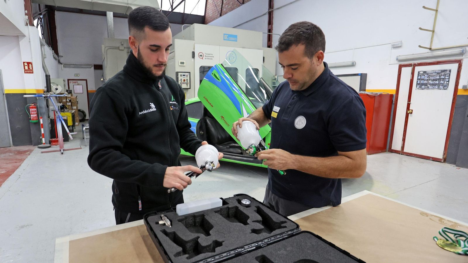 Alumno y docente, en el instituto jerezano.