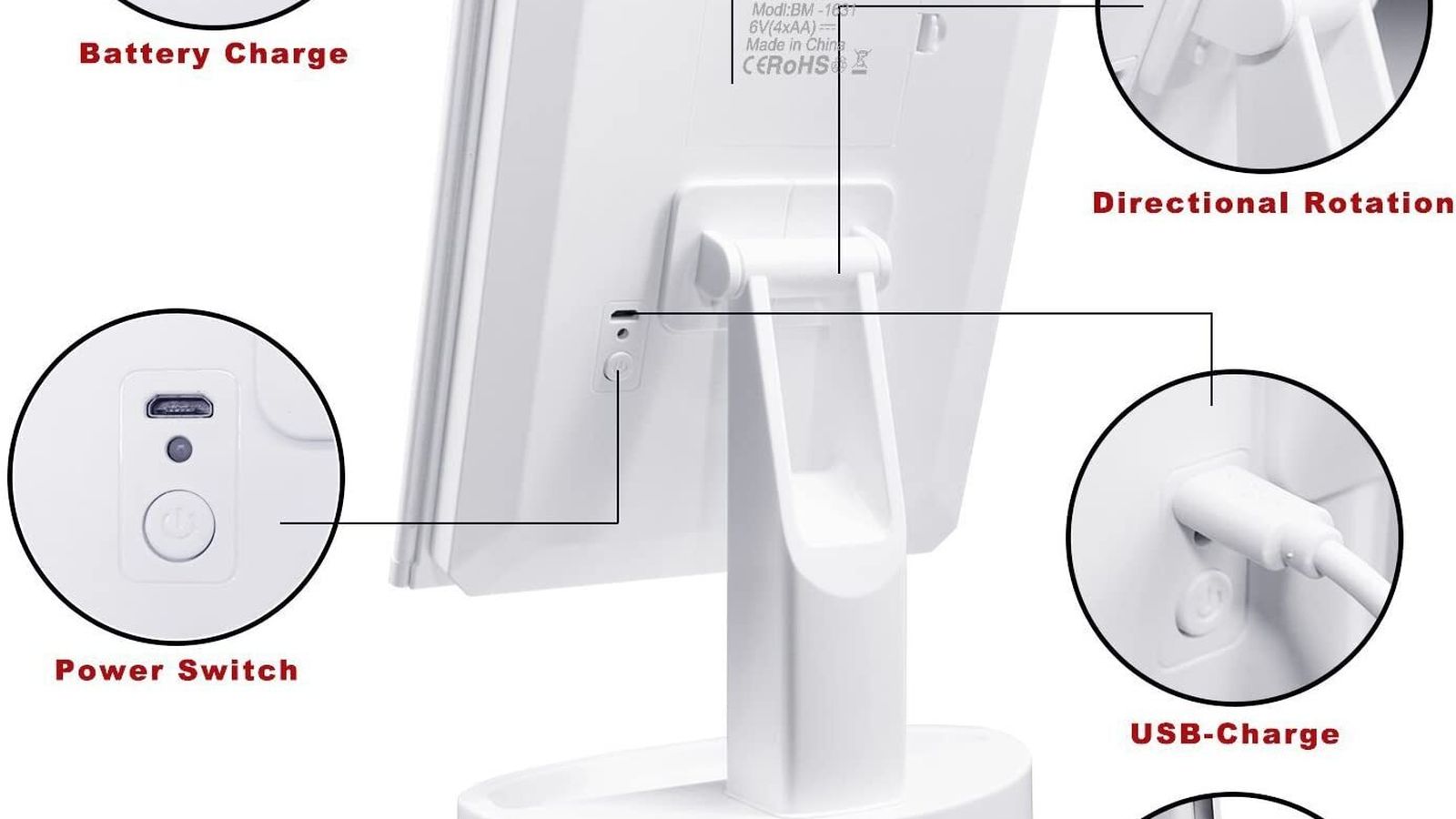 Espejo maquillaje parte trasera