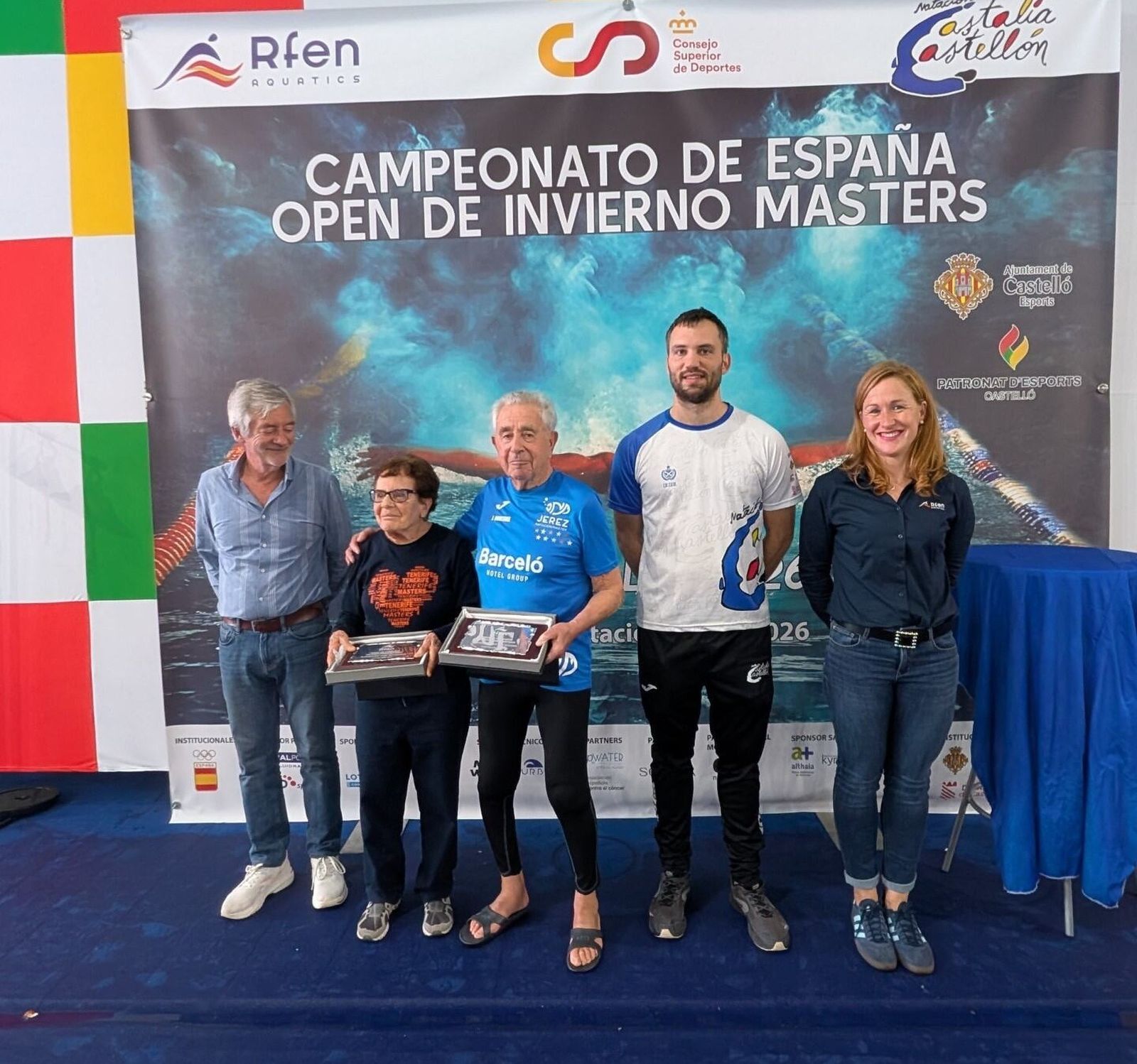 José Juan Quintana, del Jerez Master, y Mercedes Rodríguez, del Tenerife, homenajeados.