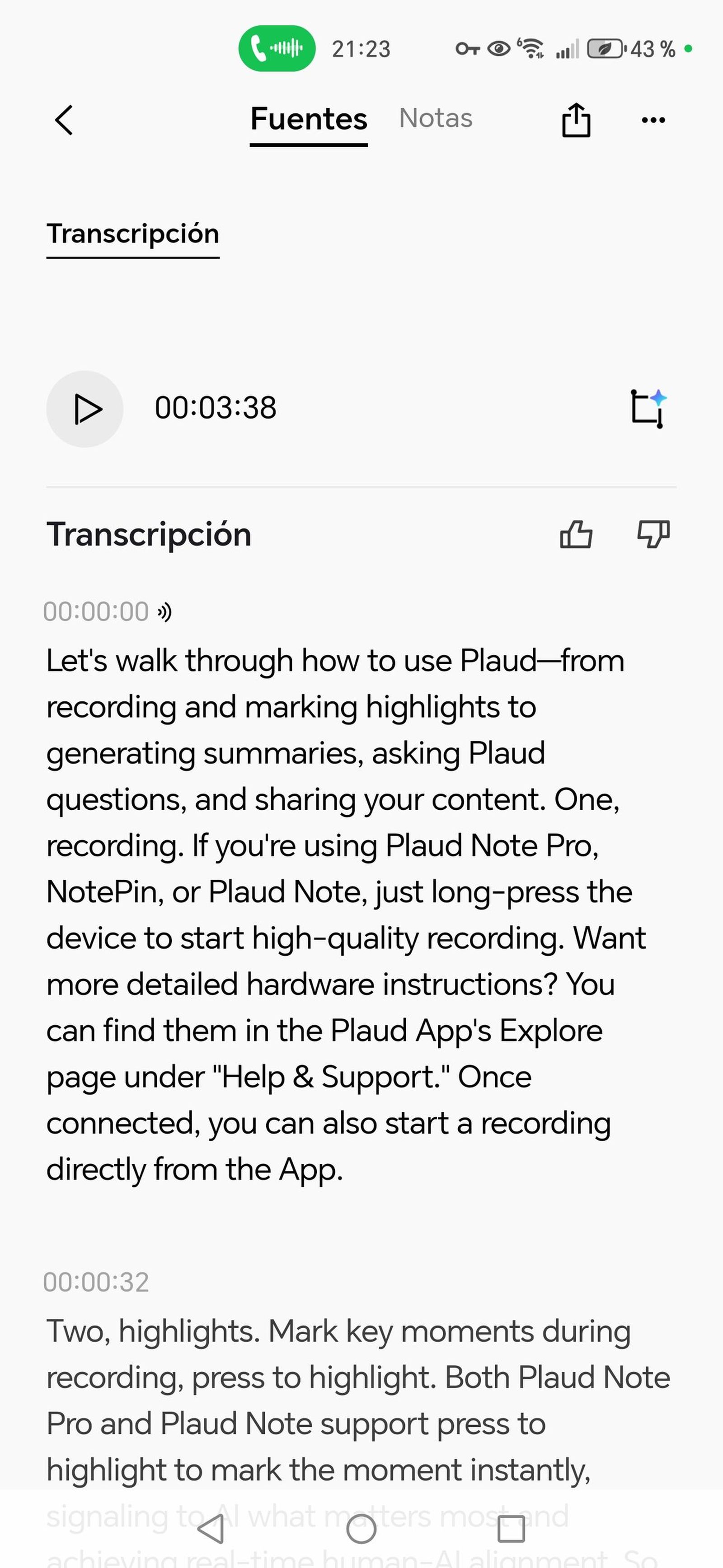 Aplicación de Plaud