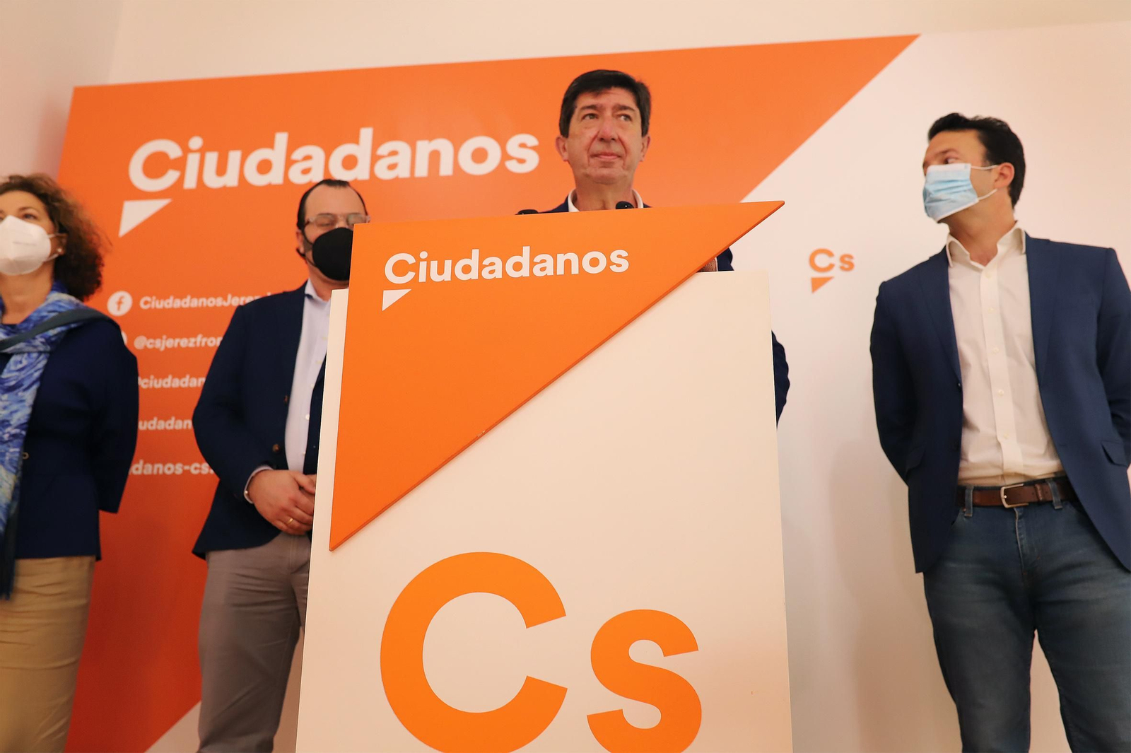 Juan Marín, hoy en la sede de Ciudadanos en Jerez.