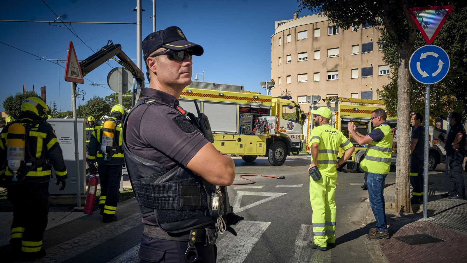 Simulacro de accidente del tranvía en San Fernando