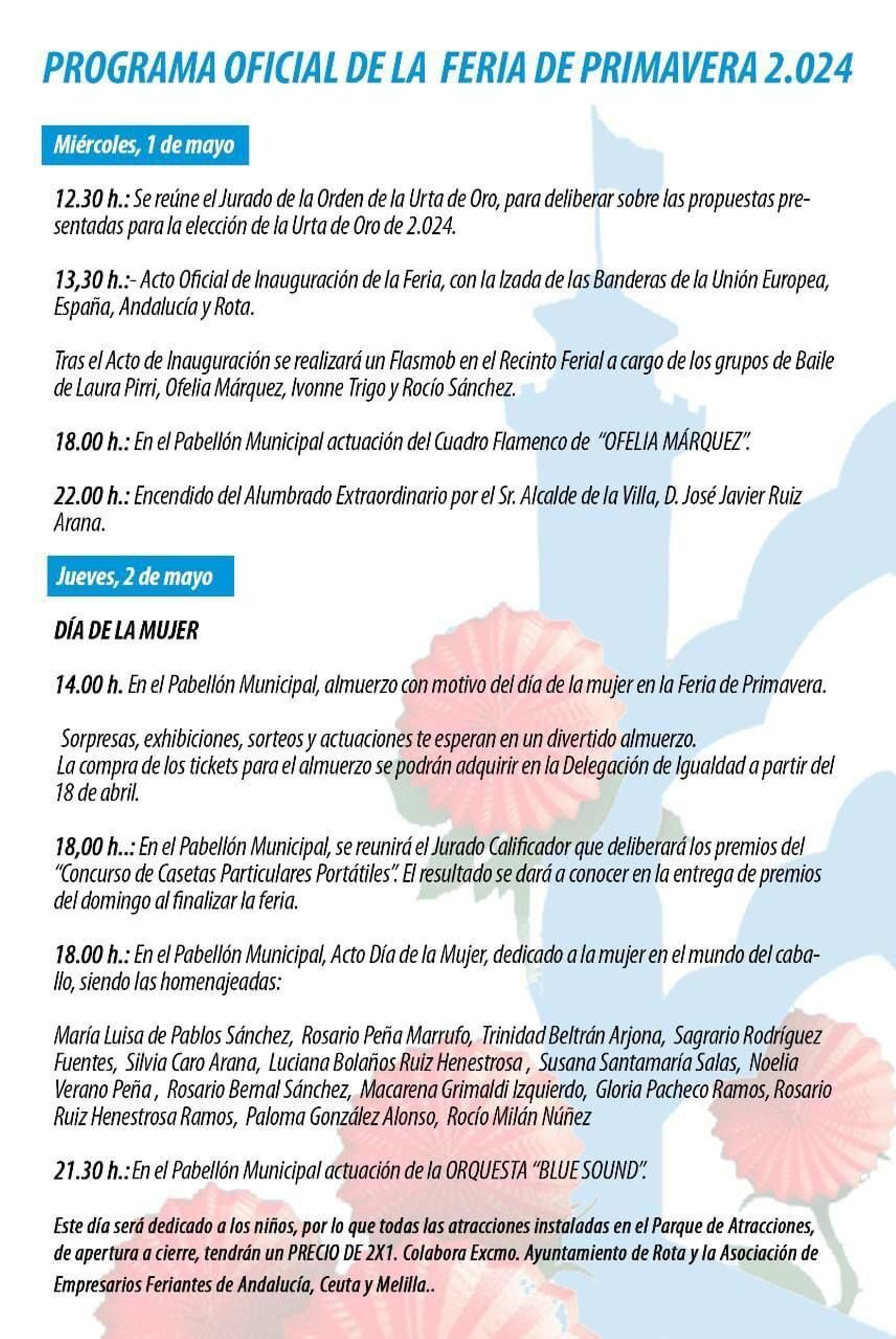Programación Feria de la Primavera de Rota 2024.