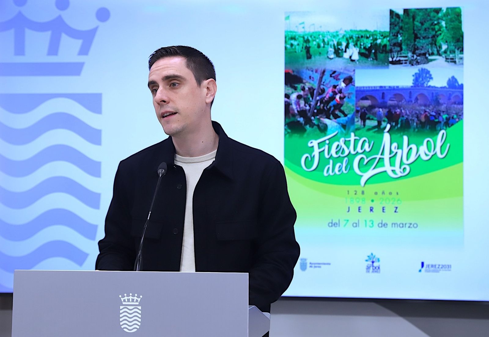Jaime Espinar, durante la presentación de la fiesta del Día del Árbol 2026 en Jerez
