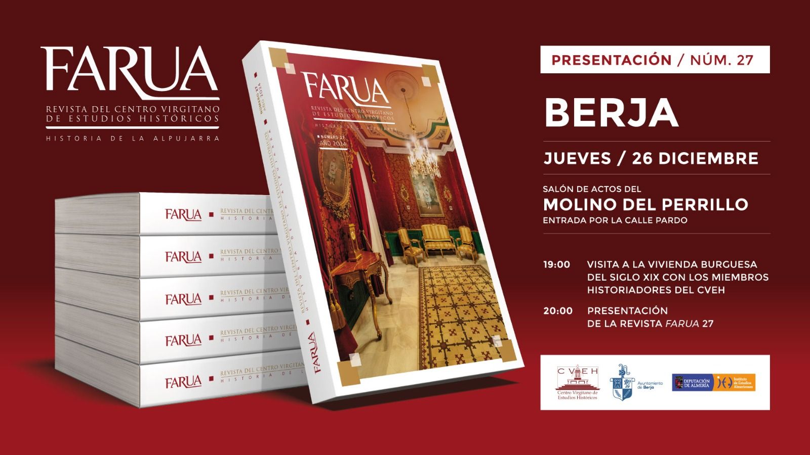 Cartel anunciando la presntación de la revista Farua en Berja.