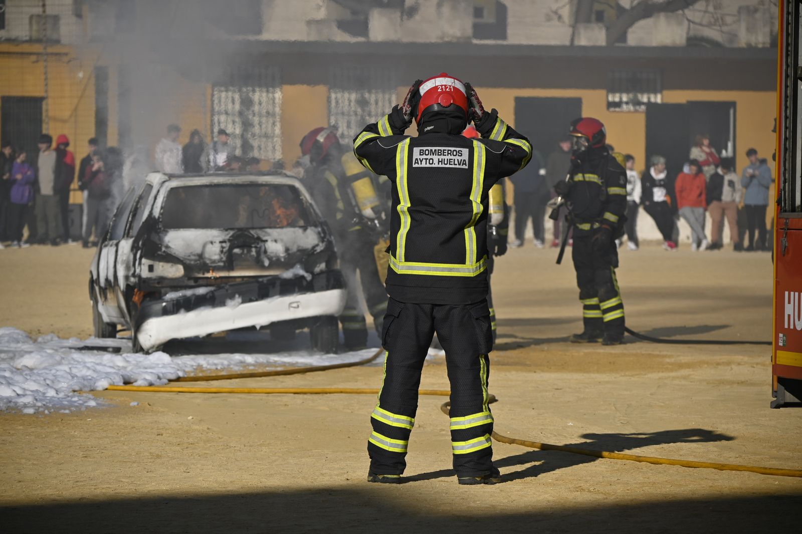 Imágenes del simulacro de incendio en el Funcadia