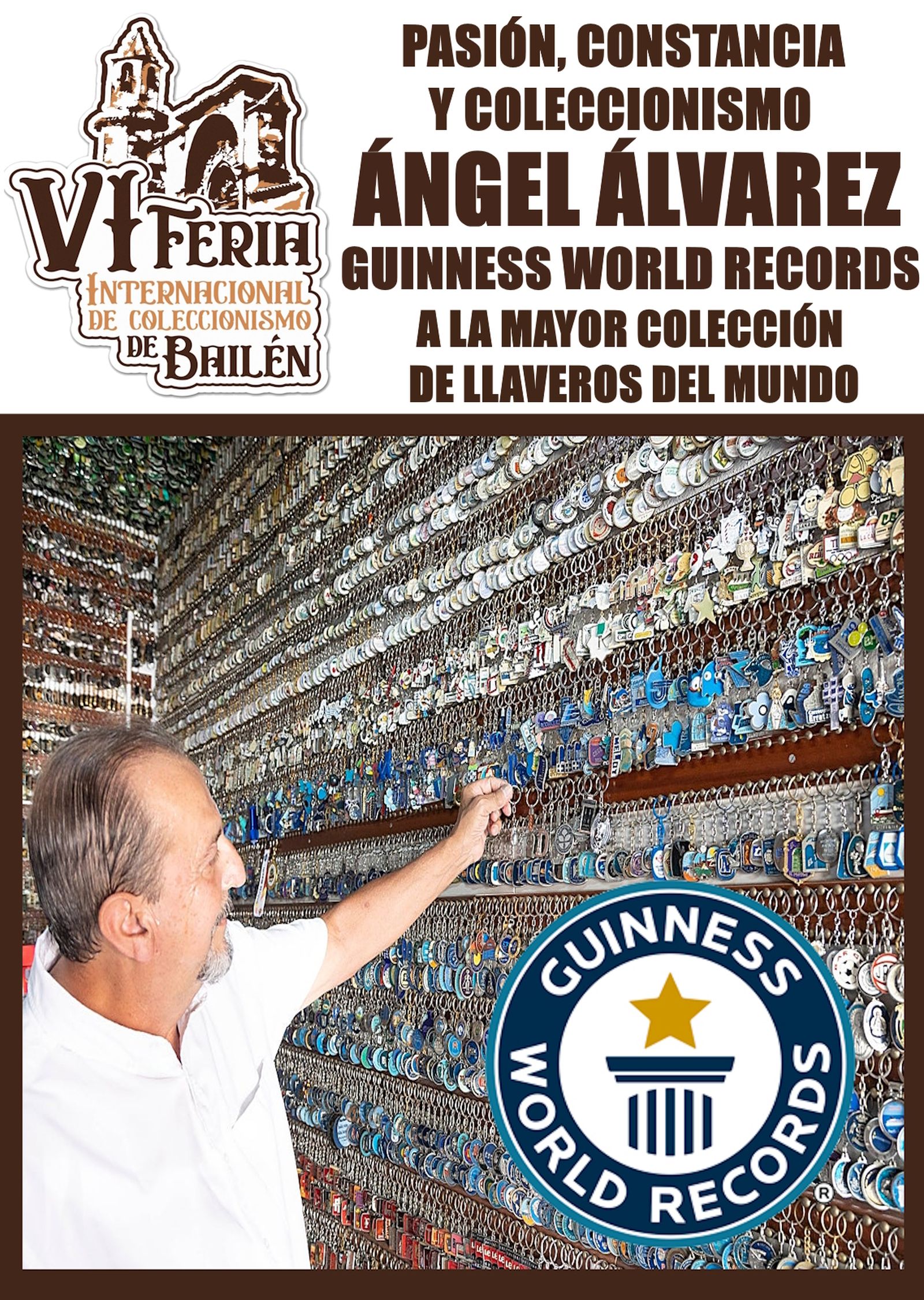 El sevillano Ángel Álvarez estará presente con su inmesa colección de llaveros, lo que le ha valido un récord Guinness mundial.