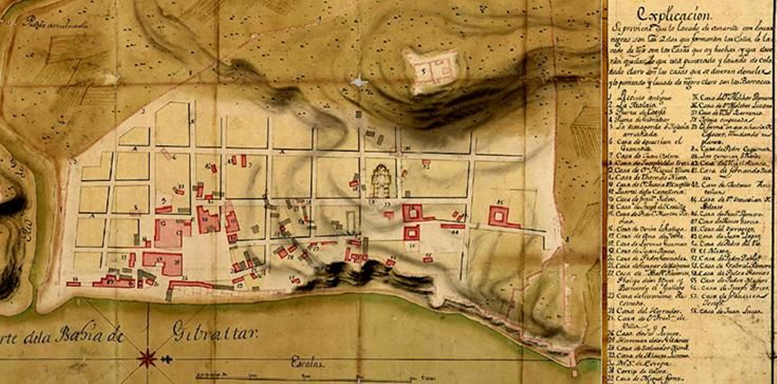 Plano de la resurgida Algeciras levantado por J. P de Verboom en enero de 1724.