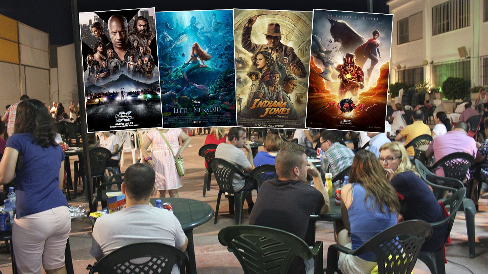 Terraza de verano de Vera y las primeras películas que se van a proyectar.