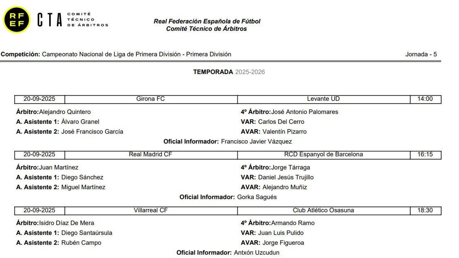José Antonio Palomares, en el anuncio de los equipos arbitrales del sábado.