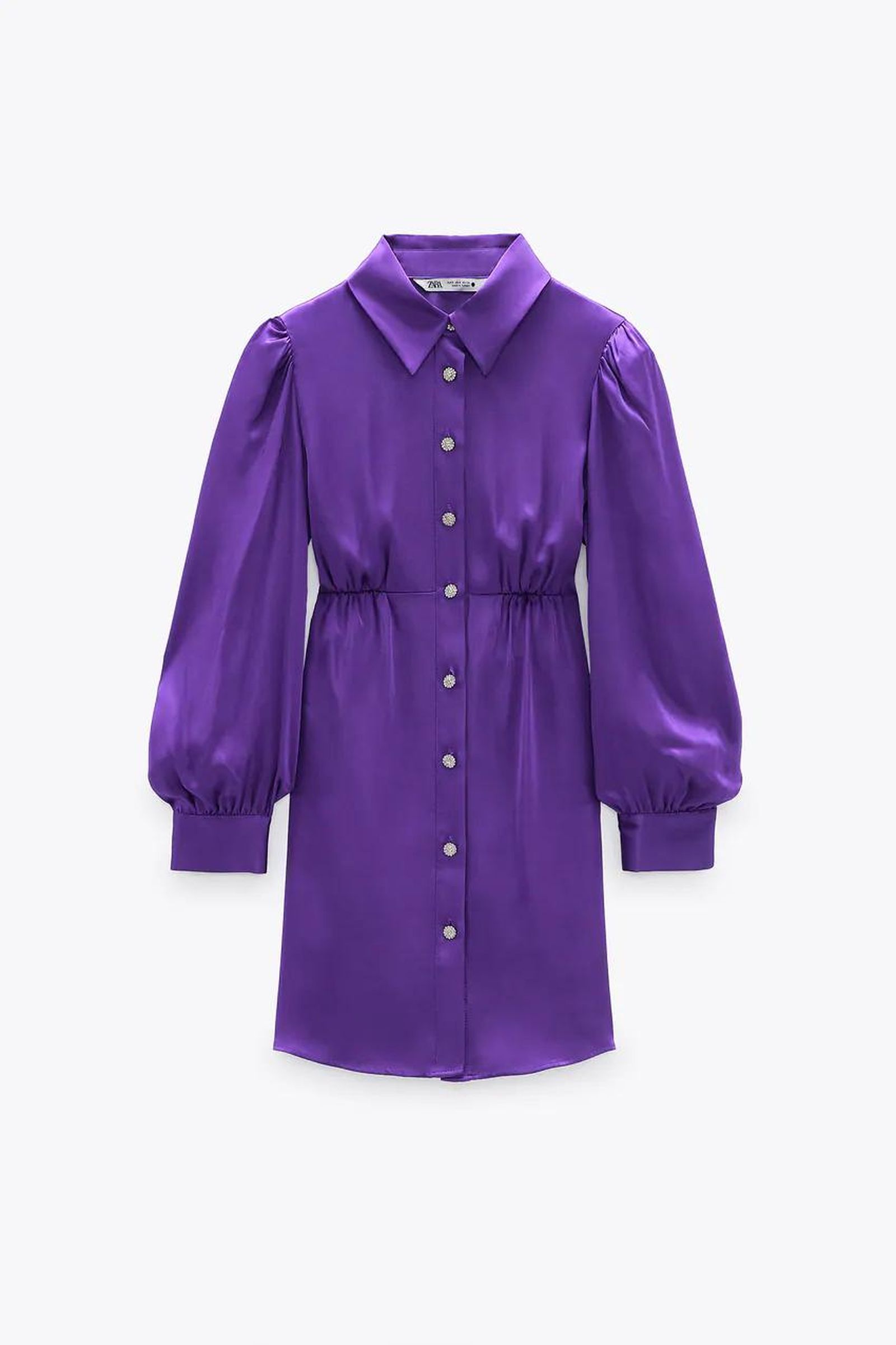 Vestido camisero en malva de Zara.