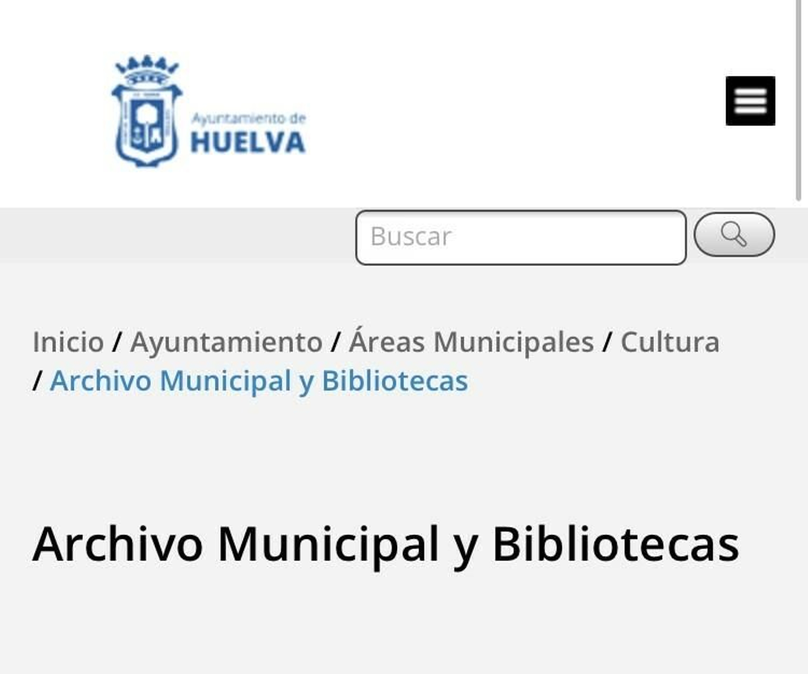 Portada de la web del Archivo Municipal de Huelva.