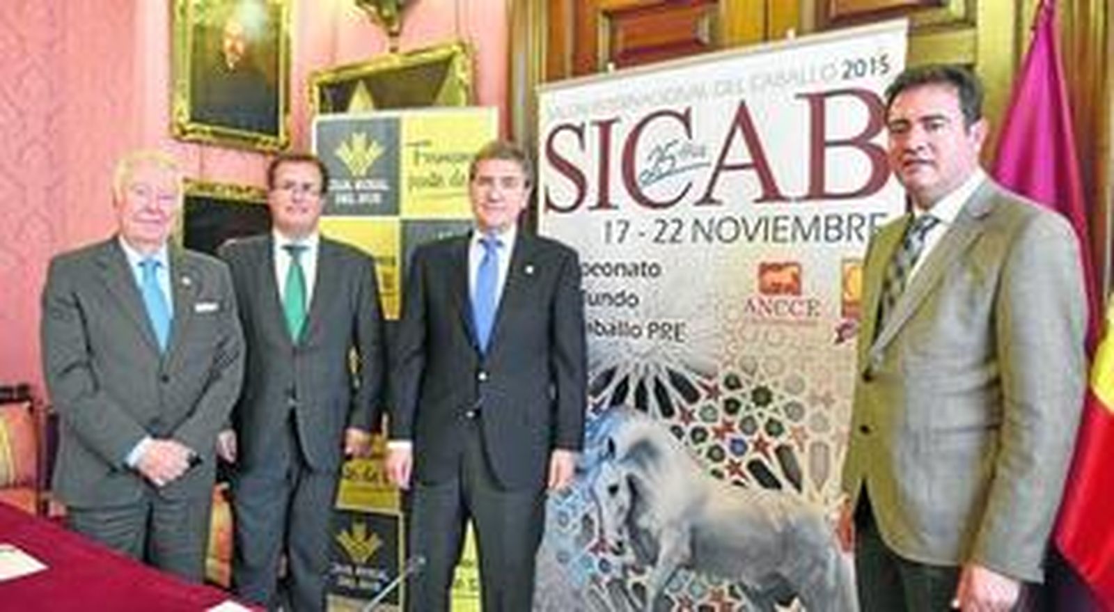 José Luis García Palacios (Caja Rural del Sur, patrocinador), Juan Carlos Cabrera (Fiestas Mayores), Juan Tirado (pte. Ancce) y Jesús Rojas (gerente de Fibes).