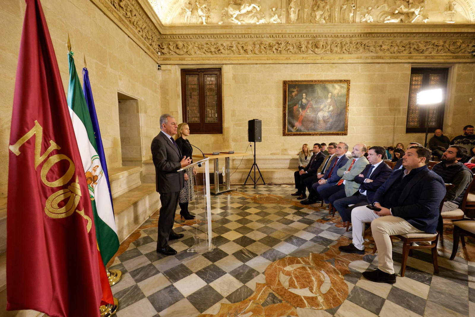 Sanz y Peláez durante la rueda de prensa para explicar los detalles del pacto para desbloquear proyectos.