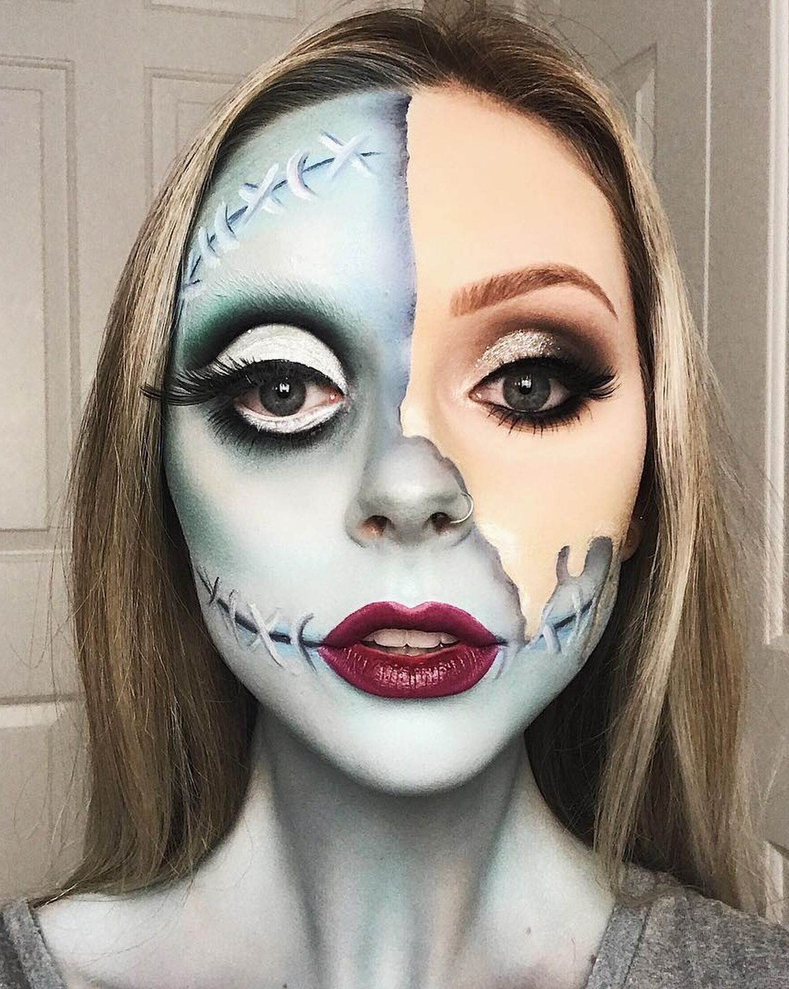Maquillaje de Frankenstein, de @cosmobyhaley