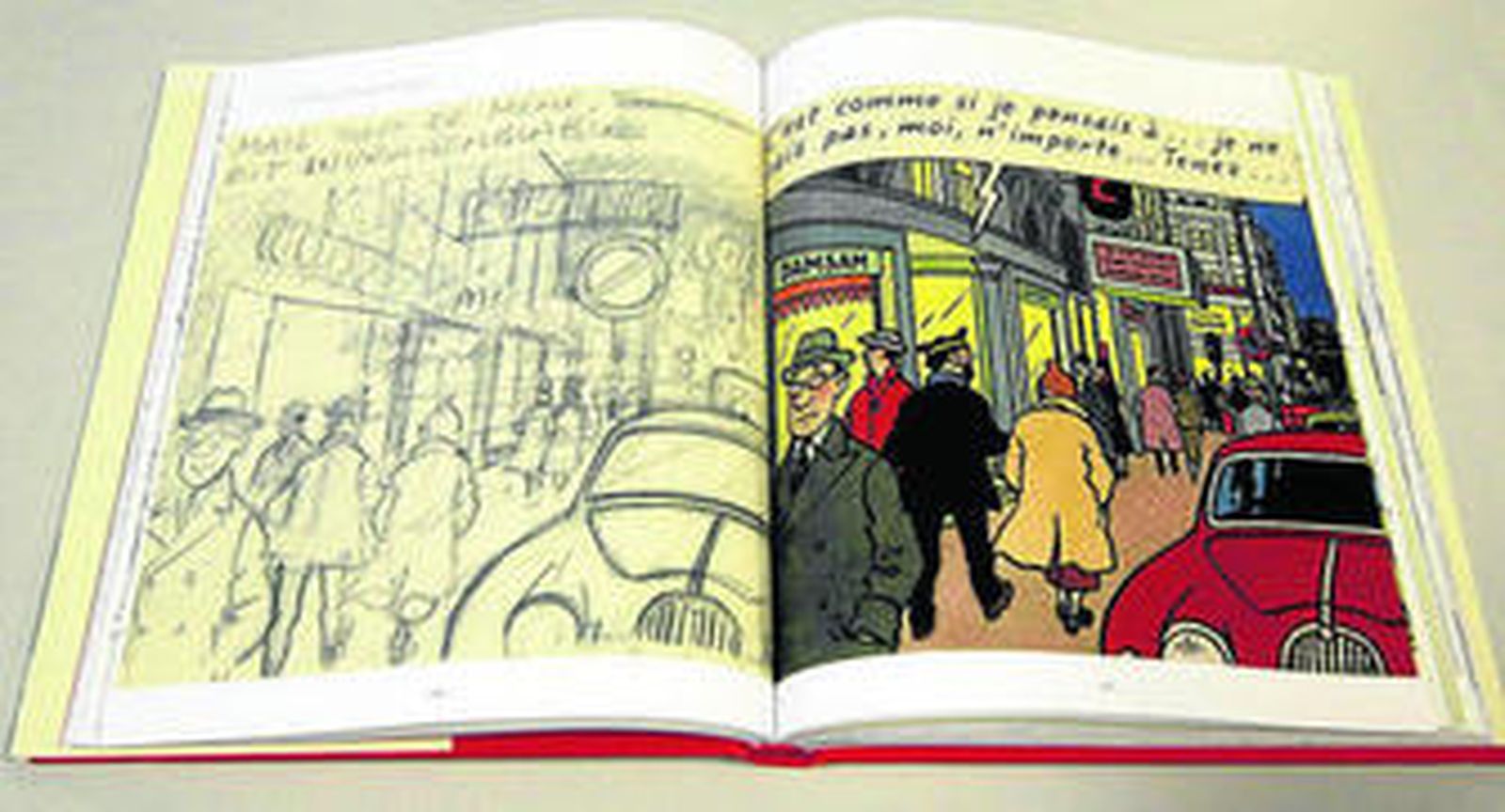 Reproducción de dos páginas del libro 'Hergé y el Arte' de Pierre Sterckx.