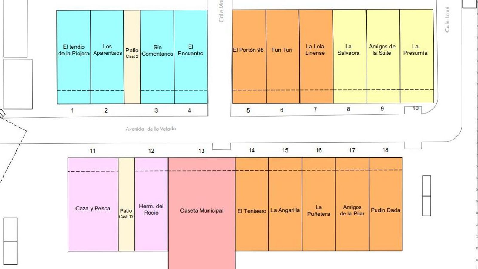 Plano de las casetas de la Feria de La Línea.