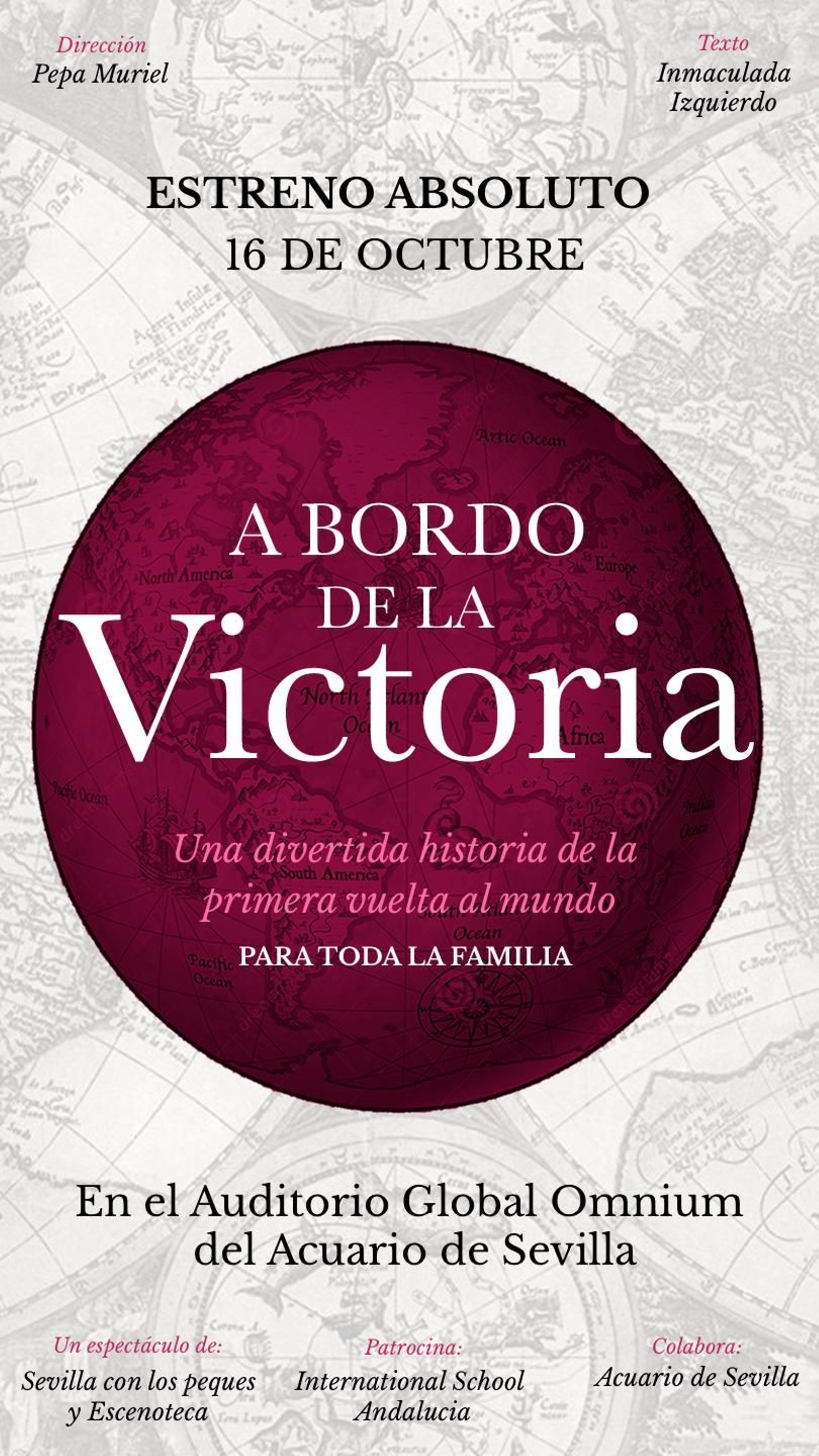 Cartel del estreno absoluto de 'A bordo de la Victoria' en el Auditorio del Acuario de Sevilla.