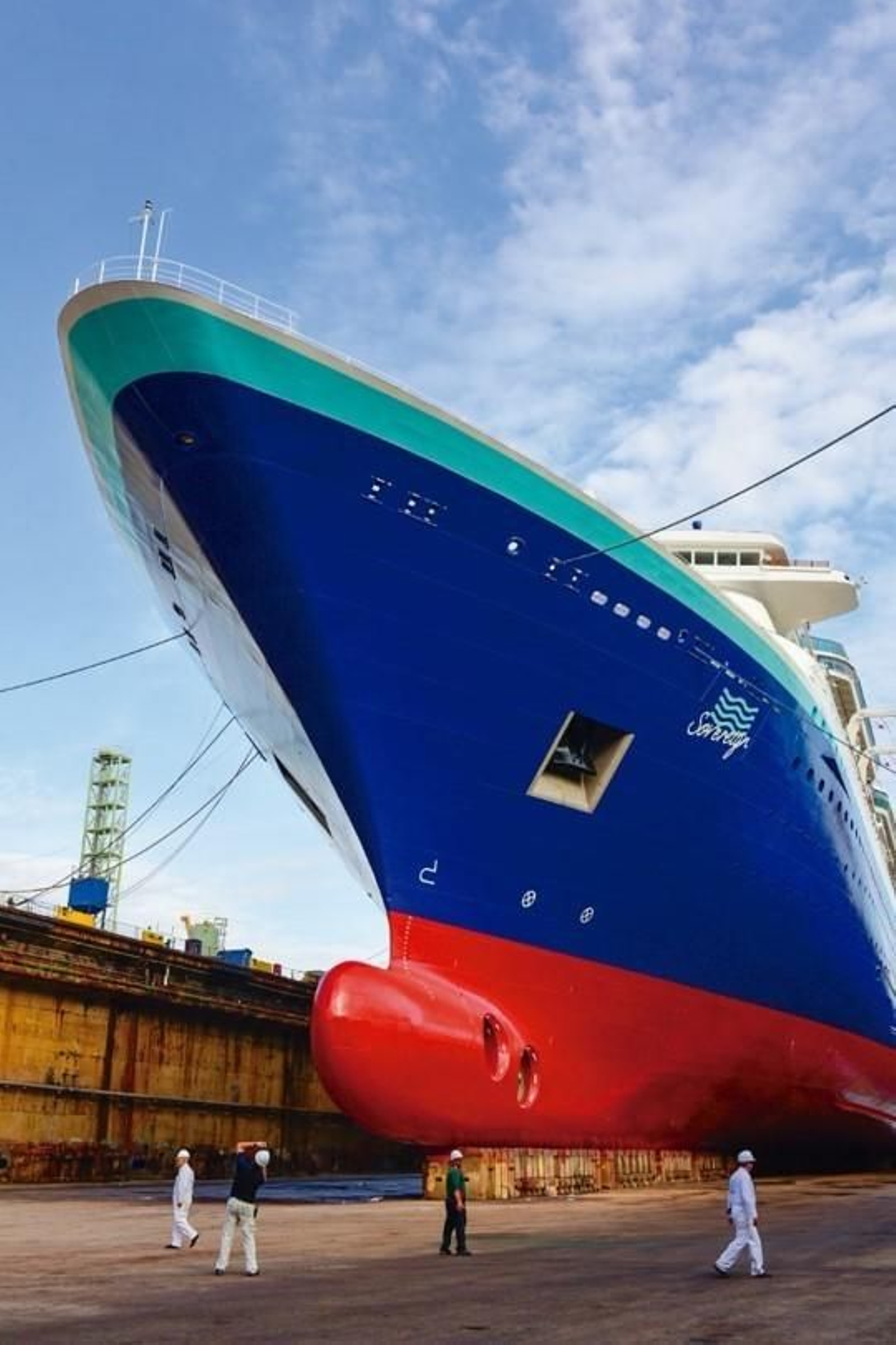 El 'Sovereign', en el dique seco de Navantia-Cádiz.