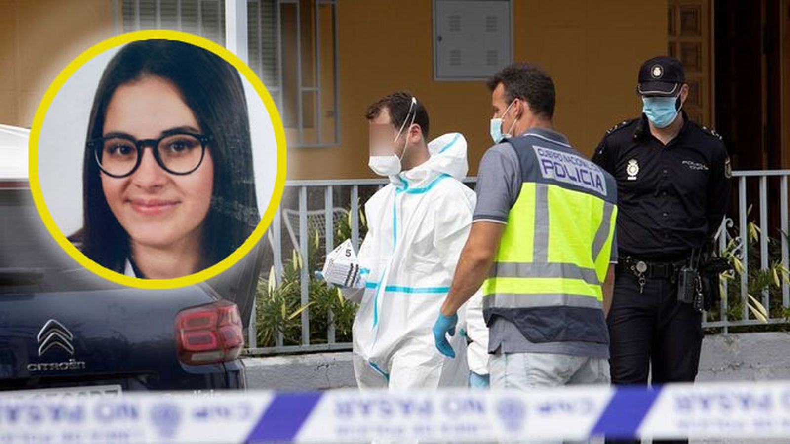 Miembros de los cuerpos de seguridad en la escena del crimen de Motril.