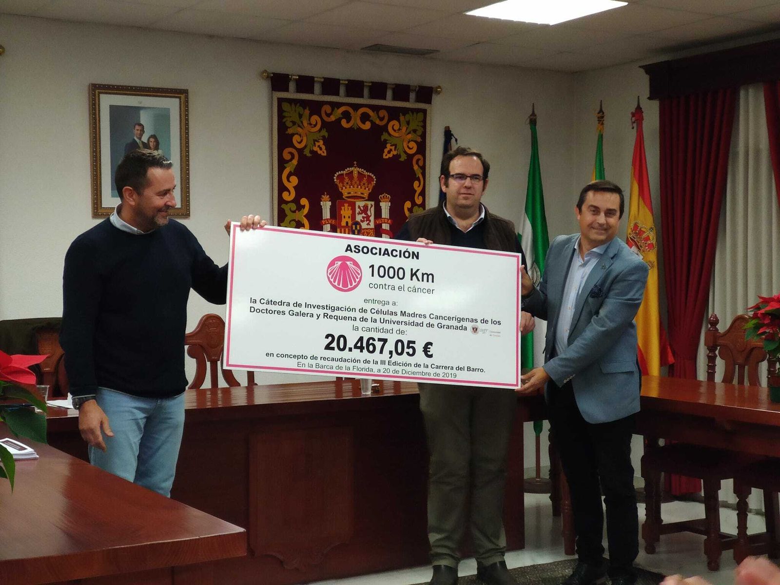 Juan Pedro Orellana, Alejandro López y Juan Antonio Marchal, durante el acto.