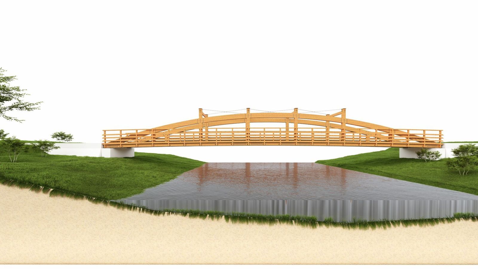 Puente de madera proyectado por Fomento para el tramo de carril bici.