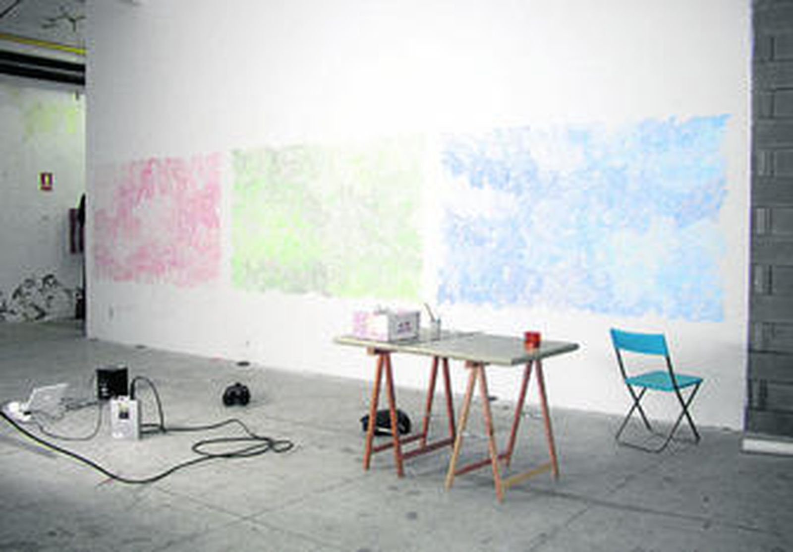 Imagen de los muros del museo madrileño durante la preparación.