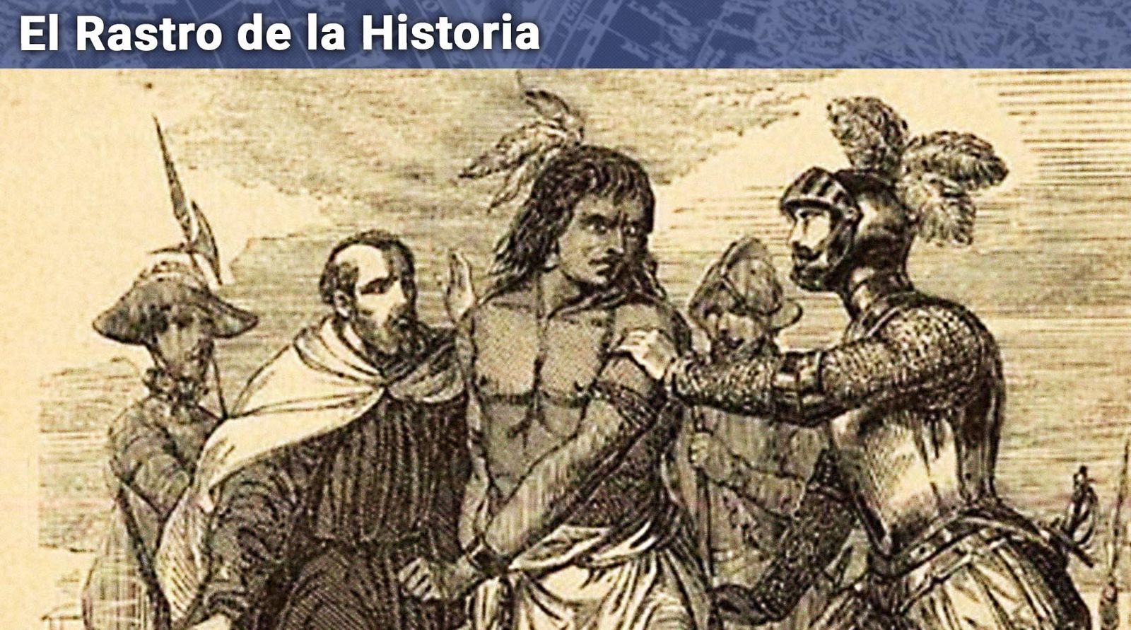 Conquistadores con un indio.