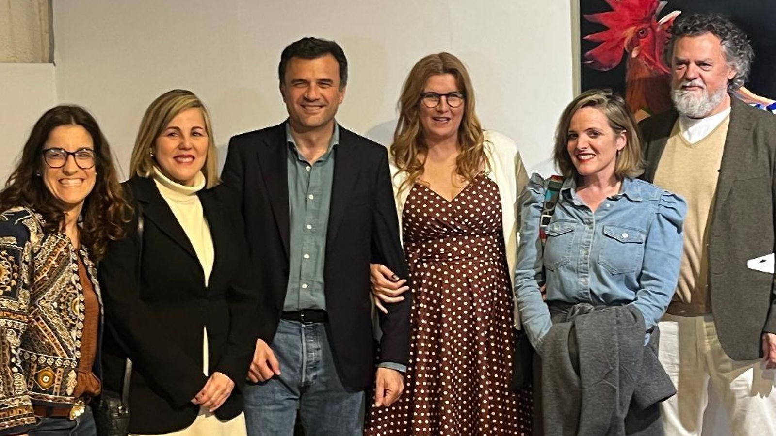 Gloria Bazán, Loli Pavón, el alcalde Bruno García, Olga Tey, Maite González y Jerónimo Pérez.