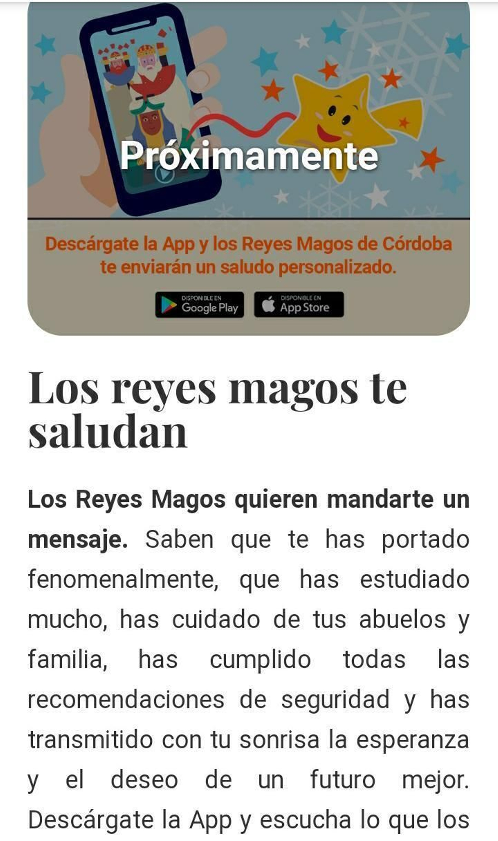 Saludo personalizado.