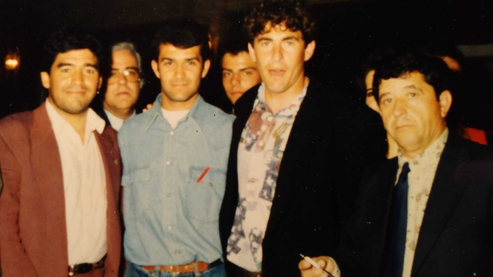 Maradona, Carlos Barriga, Cortijo y Fernando López, en el Club Nazaret en la gala benéfica del Jerez Industrial.