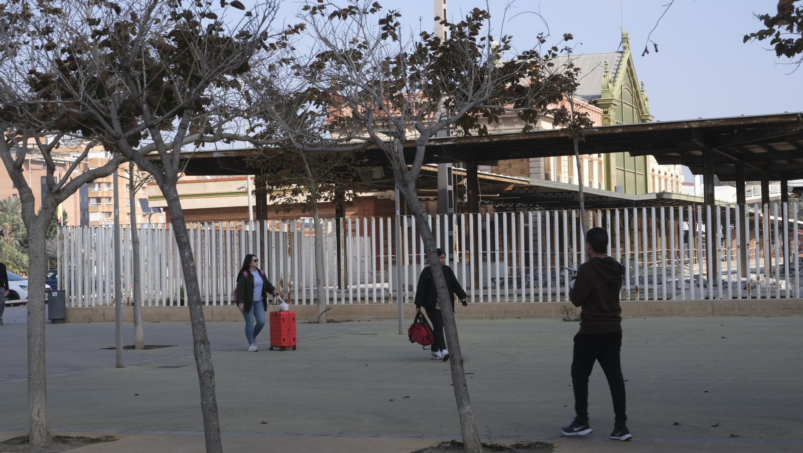Imágenes del desmatelamiento de la pasarela de Renfe, en Almería